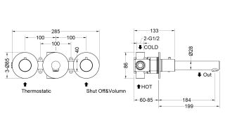 Смеситель встраиваемый для раковины Timo Saona 2382/03SM с термостатом чёрный